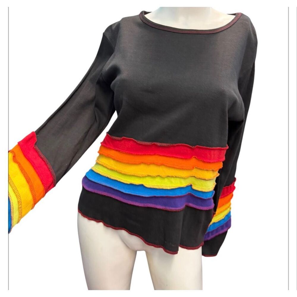 Shop Therapy Black And Rainbow Top Women’s Size L/ Xl